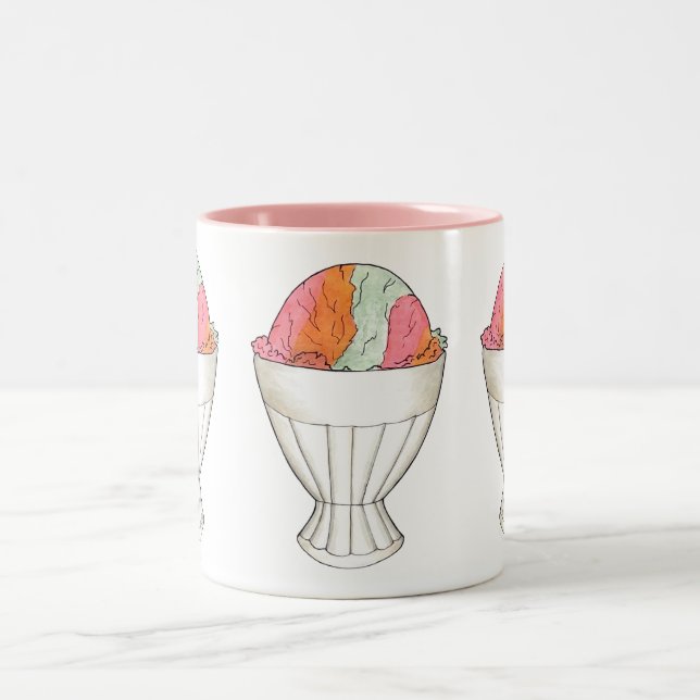 Rainbow Sherbet Ice Cream Sorbet Dessert Scoop Två-Tonad Mugg (Center)
