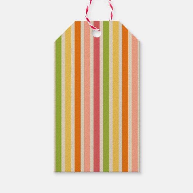 Rainbow Sherbet Vintage Stripe Gift Märkre Presentetikett (Framsidan)