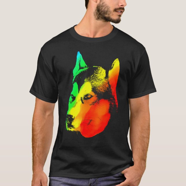 Rainbow Siberian husky T Shirt (Framsida)