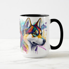 Rainbow Siberian husky Watercolor Mugg