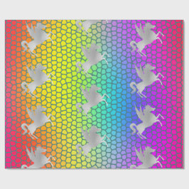 Rainbow SILVER UNICORN BIRTHDAY BRÖLLOP WRAP Presentpapper
