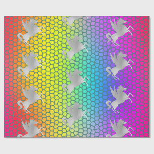 Rainbow SILVER UNICORN BIRTHDAY BRÖLLOP WRAP Presentpapper