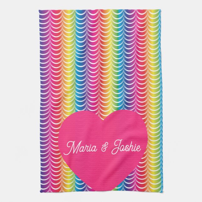 Rainbow Sjöjungfru Pride Heart Kökshandduk (Vertikal)