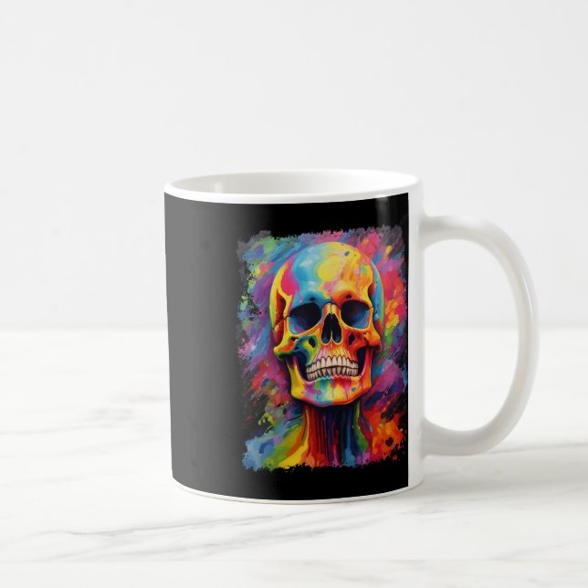 Rainbow Skeleton Anatomy Scary Halloween Kaffemugg (Höger)