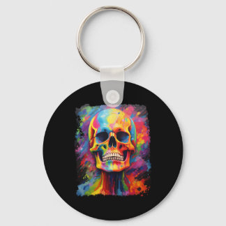 Rainbow Skeleton Anatomy Scary Halloween Nyckelring