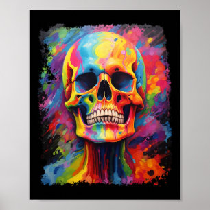 Rainbow Skeleton Anatomy Scary Halloween Poster