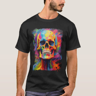 Rainbow Skeleton Anatomy Scary Halloween T Shirt