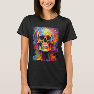 Rainbow Skeleton Anatomy Scary Halloween T Shirt