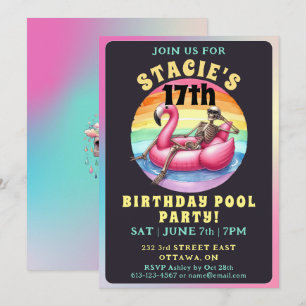 Rainbow Skeleton Birthday Inbjudningar