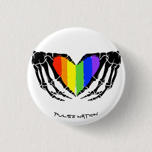Rainbow Skeleton Händer Heart Gay pride  Knapp