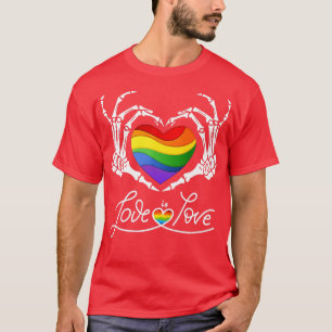 Rainbow Skeleton Heart Kärlek är Kärlek LGB Gay Le T Shirt