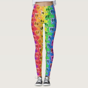 Rainbow Skull Crossbone i Pride Färg Leggings