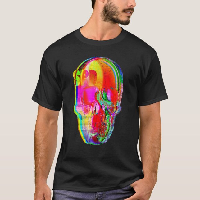 Rainbow Skull Fine Art T Shirt (Framsida)