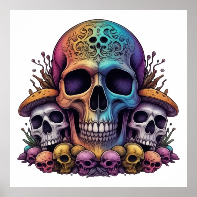 Rainbow Skull Garden Poster (Framsidan)