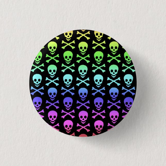 Rainbow Skull och Crossbone Knapp (Framsida)