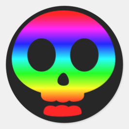 Rainbow Skull Sticker Två Runt Klistermärke