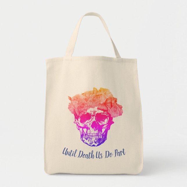 Rainbow Skull Tote Bag Tygkasse (Framsidan)