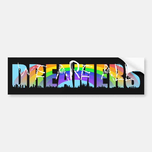 Rainbow Skyline Daca Dreamers 1 Bumper Sticker Bildekal (Framsidan)