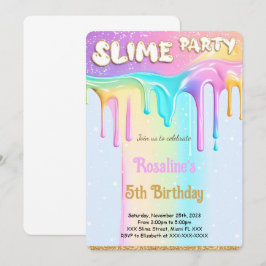 Rainbow Slime Födelsedagsfest Inbjudningar