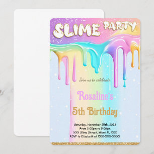 Rainbow Slime Födelsedagsfest Inbjudningar