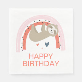 Rainbow Sloth Birthday Napkins Pappersservett