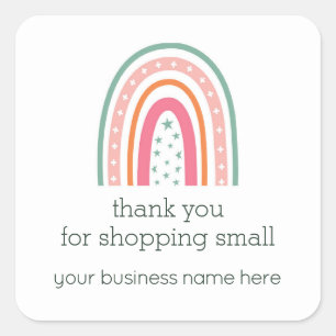 Rainbow Small Business Tack Fyrkantigt Klistermärke