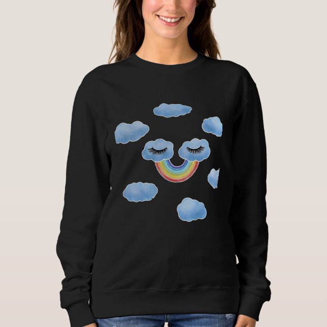 Rainbow Smile Clouds Mindfulness Peace Slappna av  T Shirt (Framsida)