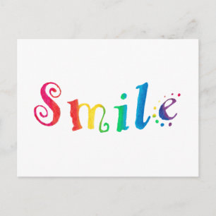 Rainbow Smile Postcard Lycklig leende Typography A Vykort