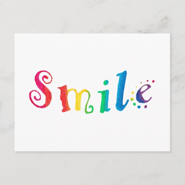 Rainbow Smile Postcard Lycklig leende Typography A Vykort (Framsida)