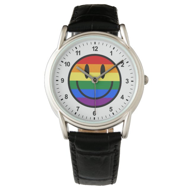 Rainbow Smiley face Armbandsur (Framsida)