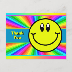 Rainbow Smiling Ansikte Emoji Tack vykort