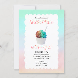 Rainbow Snö Cone Watercolor Inbjudningar
