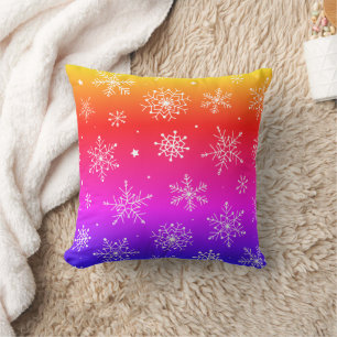 Rainbow Snöflingor Dekorativ kudde
