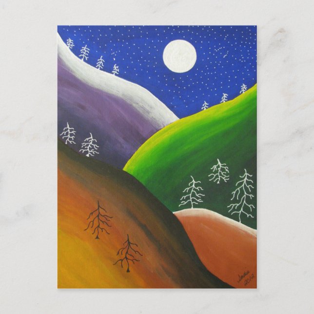 Rainbow Snöflingor Folk Art-vykort Helg Vykort (Framsida)