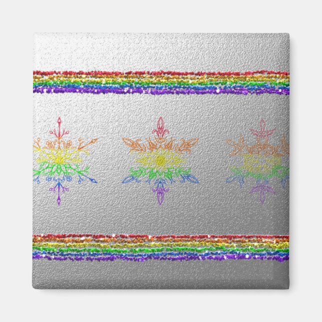 Rainbow Snöflingor Magnet (Framsidan)