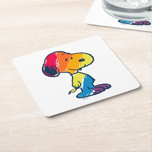 Rainbow Snoopy Underlägg Papper Kvadrat (Vinklad)