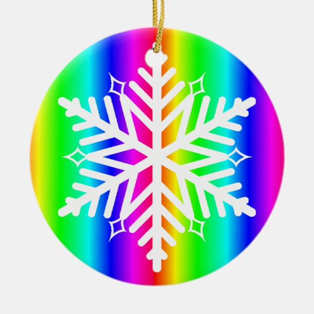 Rainbow Snowflake jul HGBTQ Julgransprydnad Keramik (Framsidan)