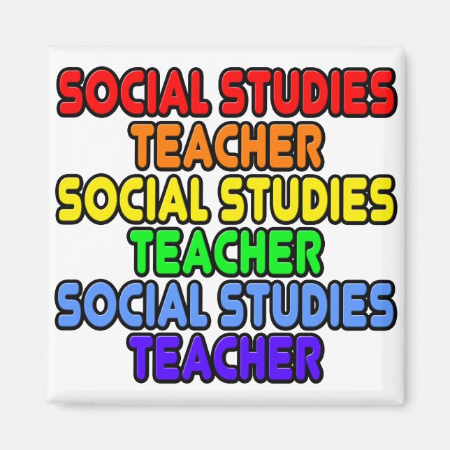 Rainbow Social Studies Teacher Magnet (Framsidan)