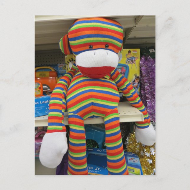 Rainbow Sock monkey Vykort (Framsida)