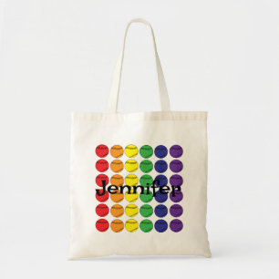 Rainbow Softball med Namn Tygkasse