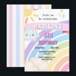 Rainbow Sol Cloud Kids Girl Cute Kawaii Birthday Inbjudningar<br><div class="desc">Magic Costume Party Investigation - Digital & Prated Get redo för ett party fyllt med fantasi och äventyr! Vår inbjudan till Magic Costume Party är det perfekt sättet att ställa in scenen för en roligt fylld födelsedag där barn kan klä sig som sina favoritfigurer, superhjältar eller prinesser. Perfekt för firande,...</div>