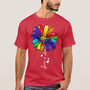 Rainbow Solros Kärlek är Kärlek HBT Gay Lesbisk Pr T Shirt