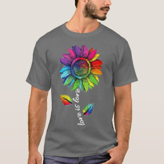 Rainbow Solros Kärlek är Kärlek HBT Gay Lesbisk Pr T Shirt