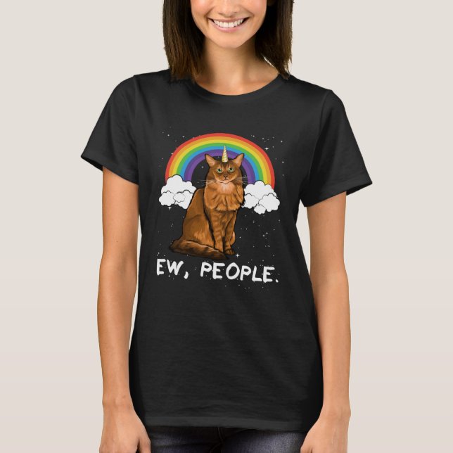 Rainbow Somali Ew People Unicorn Cat T Shirt (Framsida)