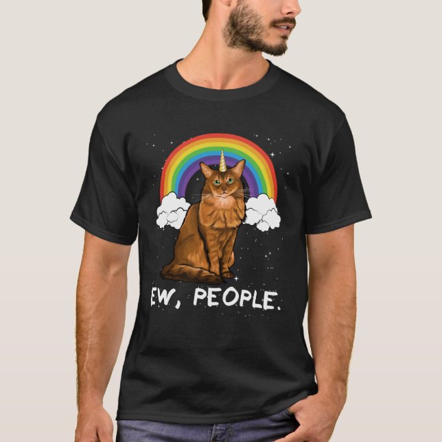 Rainbow Somali Ew People Unicorn Cat T Shirt (Framsida)