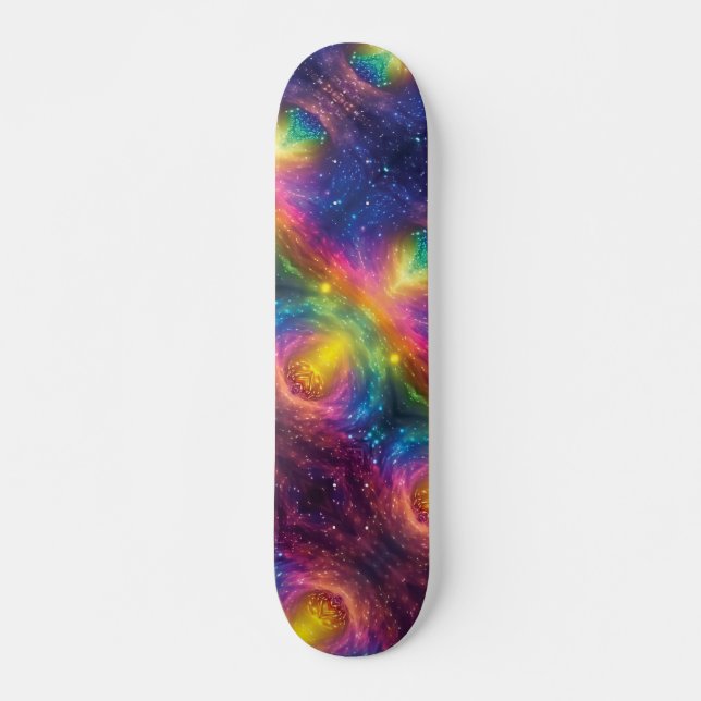 Rainbow Space Nebular Abstrakt Cosmic Vortex Mini Skateboard Bräda 18,5 Cm (Framsida)