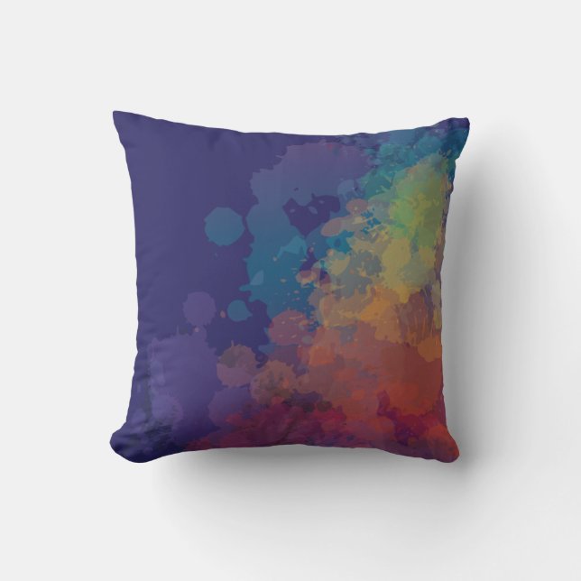 Rainbow Spatter Kudde (Framsida)