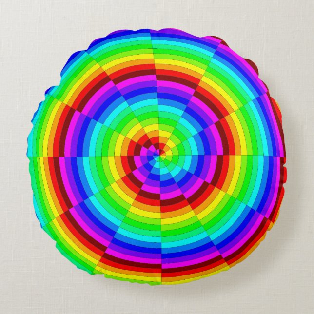 Rainbow Spiral av Kenneth Yoncich Rund Kudde (Framsidan)