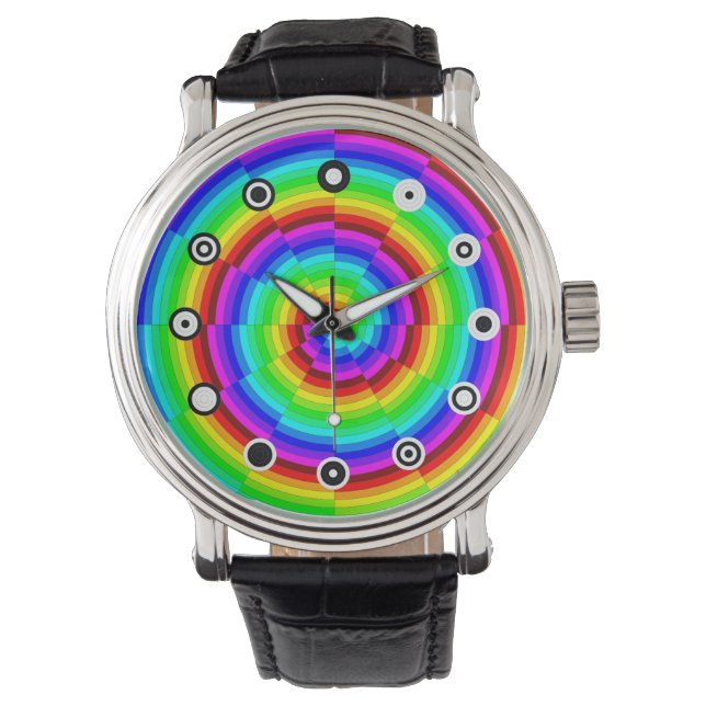 Rainbow Spiral (Binary Ansikte) av Kenneth Yoncich Armbandsur (Framsida)