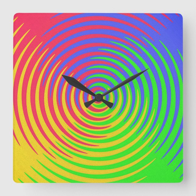 Rainbow Spiral Clock Fyrkantig Klocka (Framsida)